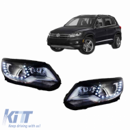 Headlights Set suitable for VW Tiguan mk1 11-15 DRL Black H7/H7 With Motor Carner