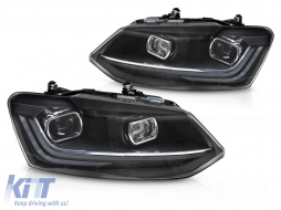 HEADLIGHTS SILVER LED SEQ DRL fits VW POLO 6R 09-17