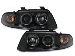 Headlights suitable for AUDI A4 B5 (1995-1998) Angel Eyes 2 Halo Rims Black-image-59204