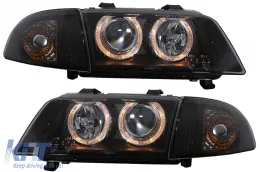 image-8-Headlights suitable for Audi A4 B5 (11.1994-12.1998) Angel Eyes 2 Halo Rims Black