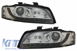 Headlights suitable for AUDI A4 B6 8E (2001-2004) LED DRL Look Black (RHD) - SWA04DGXRHD