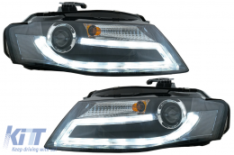Headlights suitable for Audi A4 B8 8K (2008-2011) LED Daytime Running Light Bar Xenon Design LHD