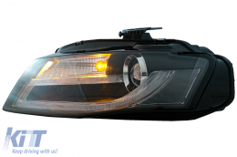 Headlights suitable for Audi A4 B8 8K (2008-2011) LED Daytime Running Light Bar Xenon Design LHD-image-6074785