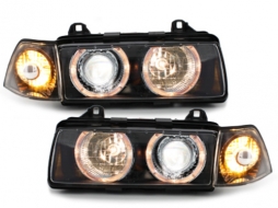 Headlights suitable for BMW 3 Series E36 Coupe / Cabrio (12.1990-08.1999) Angel Eyes Black-image-59325
