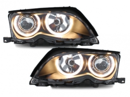 Headlights suitable for BMW 3 Series E46 Sedan Touring (09.2001-03.2005) 2 Halo Rims Black