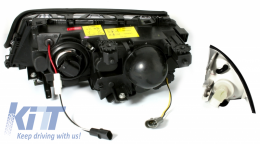 Headlights suitable for BMW 3 Series E46 Limousine Touring (05.1998-08.2001) Angel Eyes Black-image-5989402
