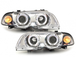 Headlights suitable for BMW 3 Series E46 (1998-2001) Angel Eyes 2 LED Halo Rims Chrome-image-52668