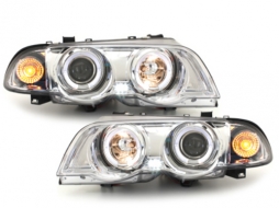 Headlights suitable for BMW 3 Series E46 (1998-2001) Angel Eyes 2 LED Halo Rims Chrome-image-52672