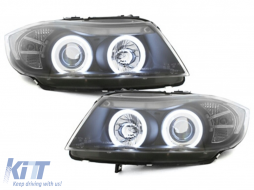 Headlights suitable for BMW 3 Series E90 E91 Touring (2005 - 09.2008) 2 CCFL Halo Rims Black - SWB12SBCCFL