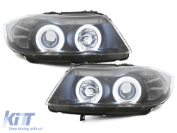 image-56-Headlights suitable for BMW 3 Series E90 E91 Touring (2005 - 09.2008) 2 CCFL Halo Rims Black
