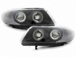 Headlights suitable for BMW 3 Series E90 (2005-2008) Angel Eyes 2 Halo Rims Black-image-53010
