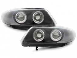 Headlights suitable for BMW 3 Series E90 (2005-2008) Angel Eyes 2 Halo Rims Black-image-5986191
