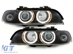 Headlights suitable for BMW 5 Series E39 (09.1995-06.2003) Angel Eyes Black Design - SWB07DB