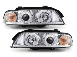 Headlights suitable for BMW 5 Series E39 (1995-2000) Angel Eyes 2 Halo Rims Chrome-image-59444