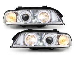 Headlights suitable for BMW 5 Series E39 (1995-2000) Angel Eyes 2 Halo Rims Chrome-image-59445