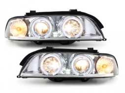 Headlights suitable for BMW 5 Series E39 (1995-2000) Angel Eyes 2 Halo Rims Chrome-image-59446