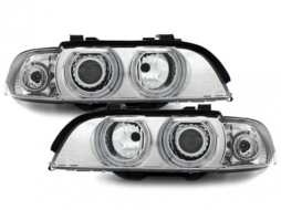 Headlights suitable for BMW 5 Series E39 (09.1995-06.2003) Angel Eyes Halo Rims Chrome - SWB07DHID