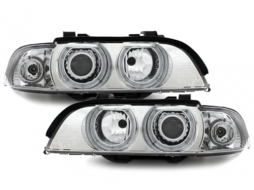 image-17-Headlights suitable for BMW 5 Series E39 (09.1995-06.2003) Angel Eyes Halo Rims Chrome