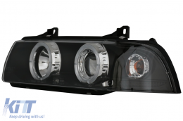 Headlights suitable for BMW E36 (1990-1999) Angel Eyes Black-image-6074221