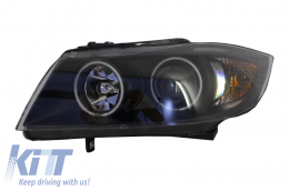 Headlights suitable for BMW E90 E91 2 Halo Rims Black (2005-2008)-image-6014936