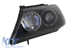 Headlights suitable for BMW E90 E91 2 Halo Rims Black (2005-2008)-image-6014937