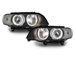  Headlights suitable for BMW X5 E53 04-06 2 halo rims black -image-52934