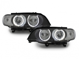  Headlights suitable for BMW X5 E53 04-06 2 halo rims black -image-5987536