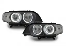 image-29-Headlights suitable for BMW X5 E53 04-06 2 halo rims black