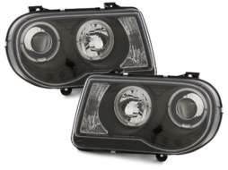 image-27-Headlights suitable for CHRYSLER 300C 2004-2008 Angel Eyes 2 Halo Rims Black