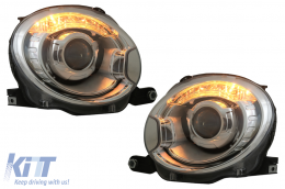 Headlights suitable for Fiat 500 Hatchback (2007-2015) Chrome - HLFI500C