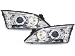 Headlights suitable for Ford Mondeo (09.2000-05.2007) Angel Eyes Chrome-image-59613