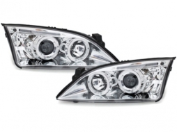 Headlights suitable for Ford Mondeo (09.2000-05.2007) Angel Eyes Chrome-image-59615