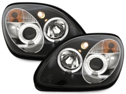 Headlights suitable for Mercedes SLK R170 (04.1996-2004) CCFL Angel Eyes 2 Halo Rims Black - SWMB04B