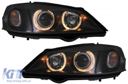 Headlights suitable for Opel Vauxhall Astra G (09.1997-02.2004) Halo Rims Lamps Black - SWO01DB