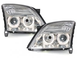 Headlights suitable for Opel Vectra C (04.2002-08.2005) 2 Halo Rims Chrome - SWO12D