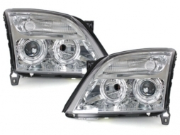 Headlights suitable for Opel Vectra C (04.2002-08.2005) 2 Halo Rims Chrome-image-59949