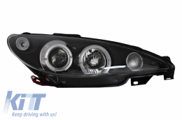 Headlights suitable for Peugeot 206 CC (2002-Up) Angel Eyes Black-image-6054058