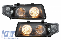 Headlights suitable for SEAT Leon (1999-2004) / Seat Toledo (1999-2004) Angel Eyes Black CCFL-image-6044934