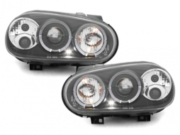 image-10-Headlights suitable for VW Golf 4 IV (19997-2004) Angel Eyes 2 Halo Rims Black