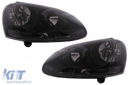 Headlights suitable for VW Golf 5 V (10.2003-2009) Jetta (2005-2010) All Black - HLVWG5BB