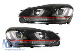 Headlights suitable for VW Golf 6 VI (2008-2012) Golf 7 3D LED DRL U-Design LED Flowing Turning Light Red Stripe GTI - HLVWG6UR