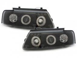Headlights suitable for VW Passat B5 3B (11.1996-08.2000) Angel Eyes 2 Halo Rims Black-image-55045