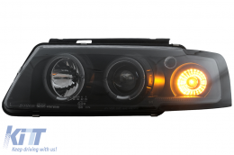 Headlights suitable for VW Passat B5 3B (11.1996-08.2000) Angel Eyes Black-image-6111987
