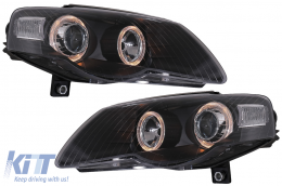 Headlights suitable for VW Passat B6 3C (03.2005-2010) 2 Halo Rims Black - SWV29DB
