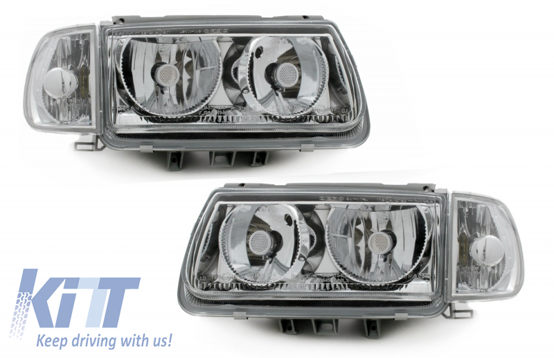 quarter Consignment Infrared Headlights suitable for VW Polo 6N (1995-1998) Chrome - CarPartsTuning.com
