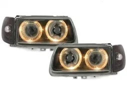 image-57-Headlights suitable for VW Polo 6N Hatchback (10.1994-09.1999) Angel Eyes Black