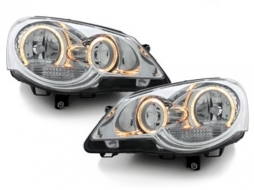 image-34-Headlights suitable for VW Polo 9N3 (04.2005-2009) Angel Eyes 2 Halo Rims Chrome