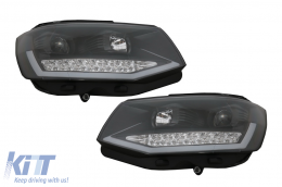 Headlights TUBE LED BAR suitable for VW Transporter T6 (2015-2020) Black - HLVWT6LED