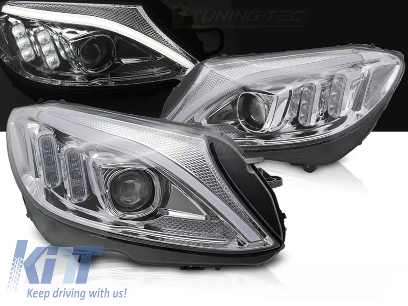 HEADLIGHTS TUBE LED CHROME fits MERCEDES W205 14-18