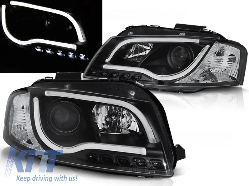 HEADLIGHTS TUBE LIGHT BLACK fits AUDI A3 8P 05.03-03.08